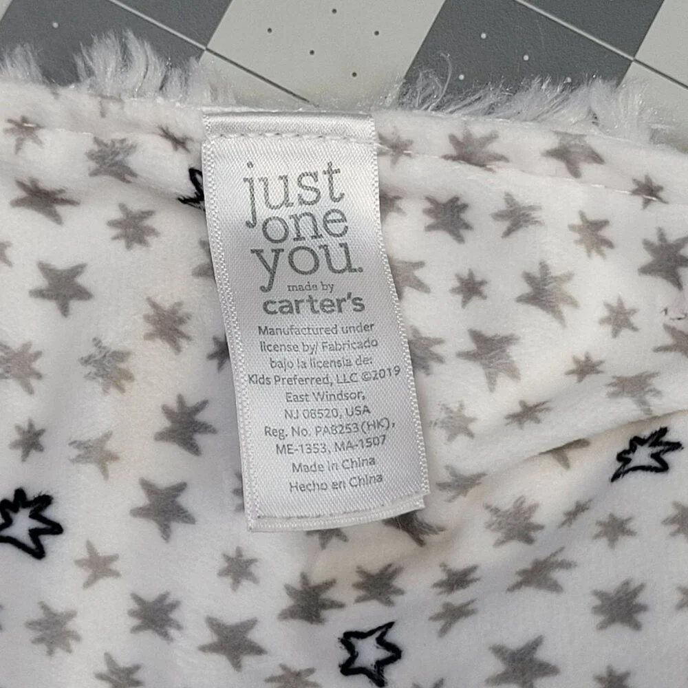 Just One You By Carters Lamb Lovey Baby Security‎ Blanket White Fur Swirl Stars
